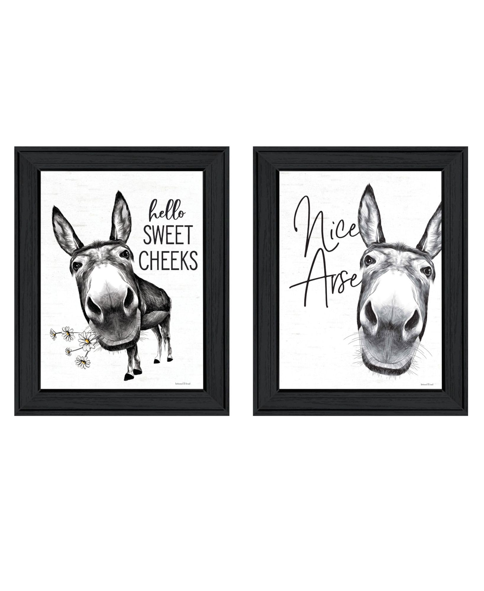Trendy Decor 4U "Hello Sweet Cheeks!" Framed Wall Art for Living Room, Wall Art Print for Home Decor, Bedroom Wall Art by Lettered & Lined