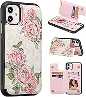 Vista 382 de UEEBAI Funda tipo cartera para iPhone 15 Pro Max con tarjetero, cubierta de cuero PU con soporte, bloqueo RFID, doble cierre magnético, relieve