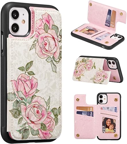 Miniatura 382 de UEEBAI Funda tipo cartera para iPhone 15 Pro Max con tarjetero, cubierta de cuero PU con soporte, bloqueo RFID, doble cierre magnético, relieve de