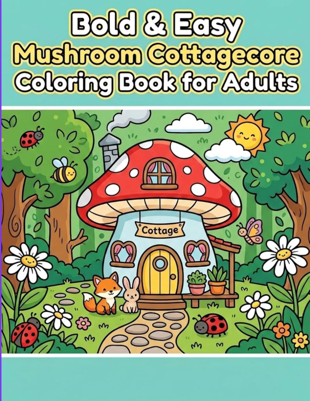Bold & Easy Mushroom Cottagecore Coloring Book for Adults: Whimsical Forest Escapes, Cozy Mushroom Homes, Fairies, Gnomes & Relaxing Fantasy Scenes