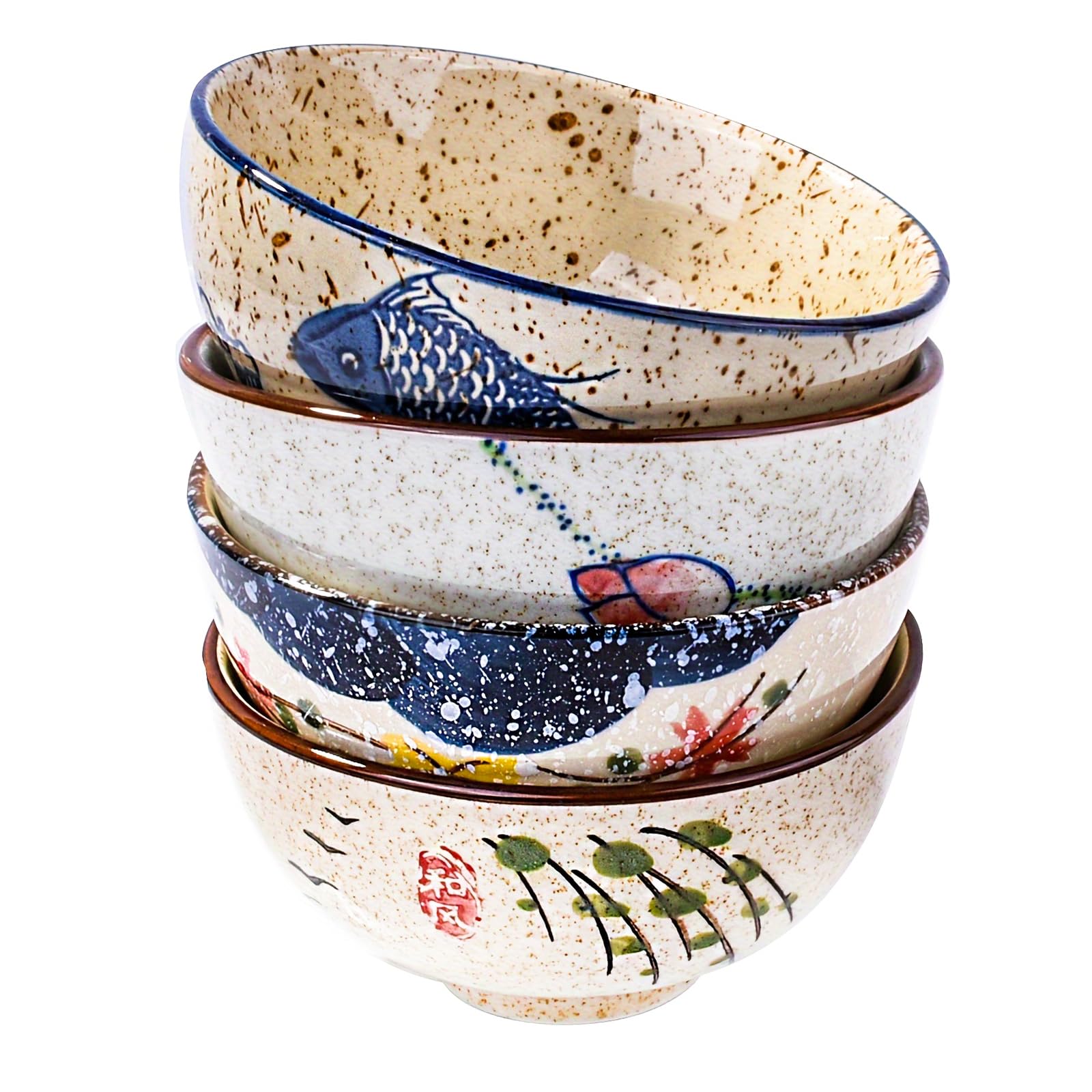 Set di 4 ciotole giapponesi in ceramica per riso, set di ciotole per sushi