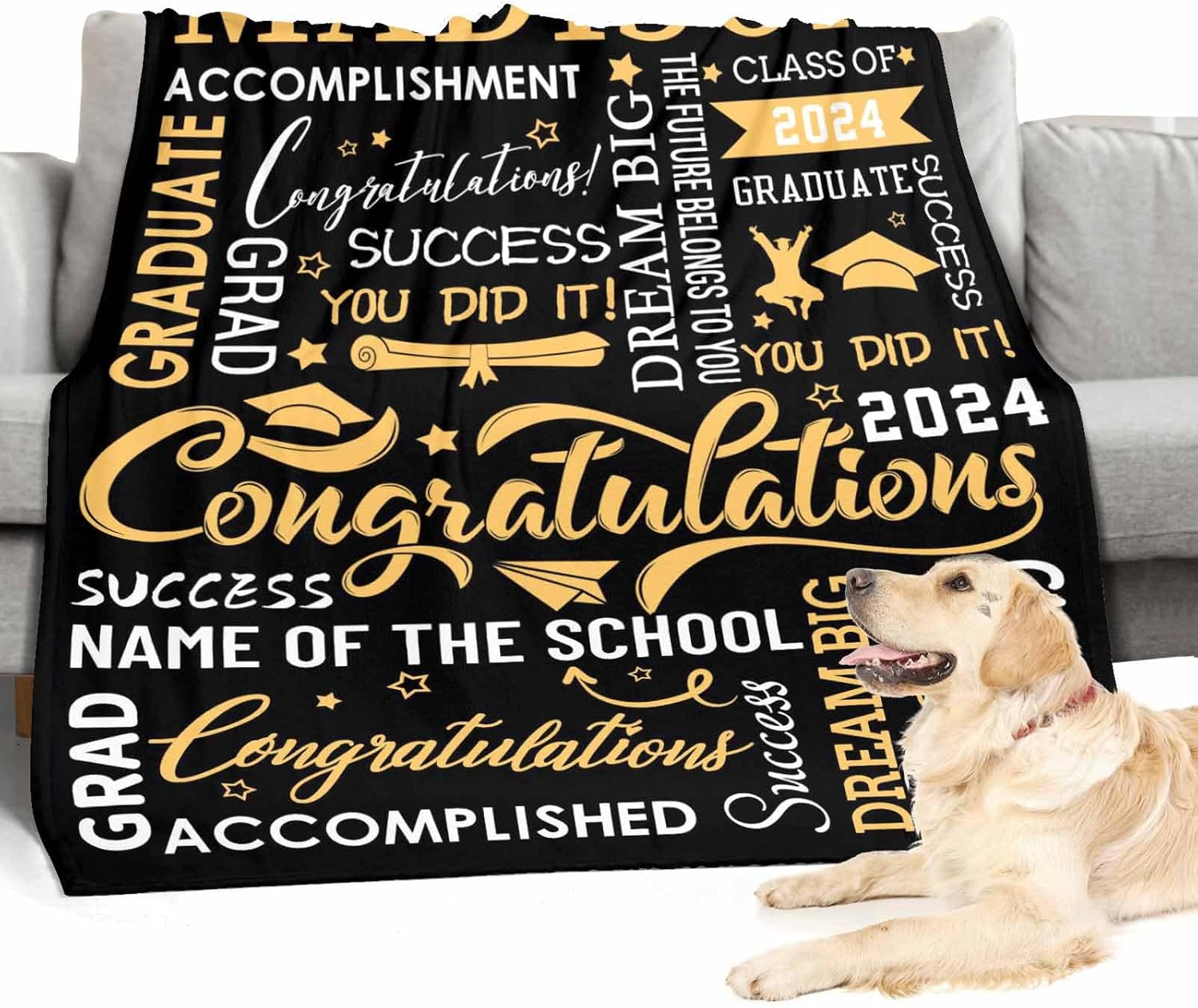 College Graduate Gifts for Her, 2024 Personalized Graduation Blanket Personalized Blankets and Throws Custom Picture Blanket Personalized Picture Blankets Best Friend Blanket 43x56inch
