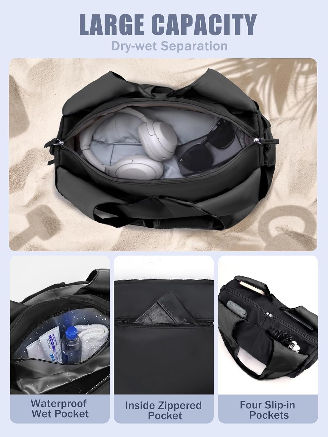 RHDZO Gym Bag for Women with Shoe and Wet Compartments, Yoga Mat Holder