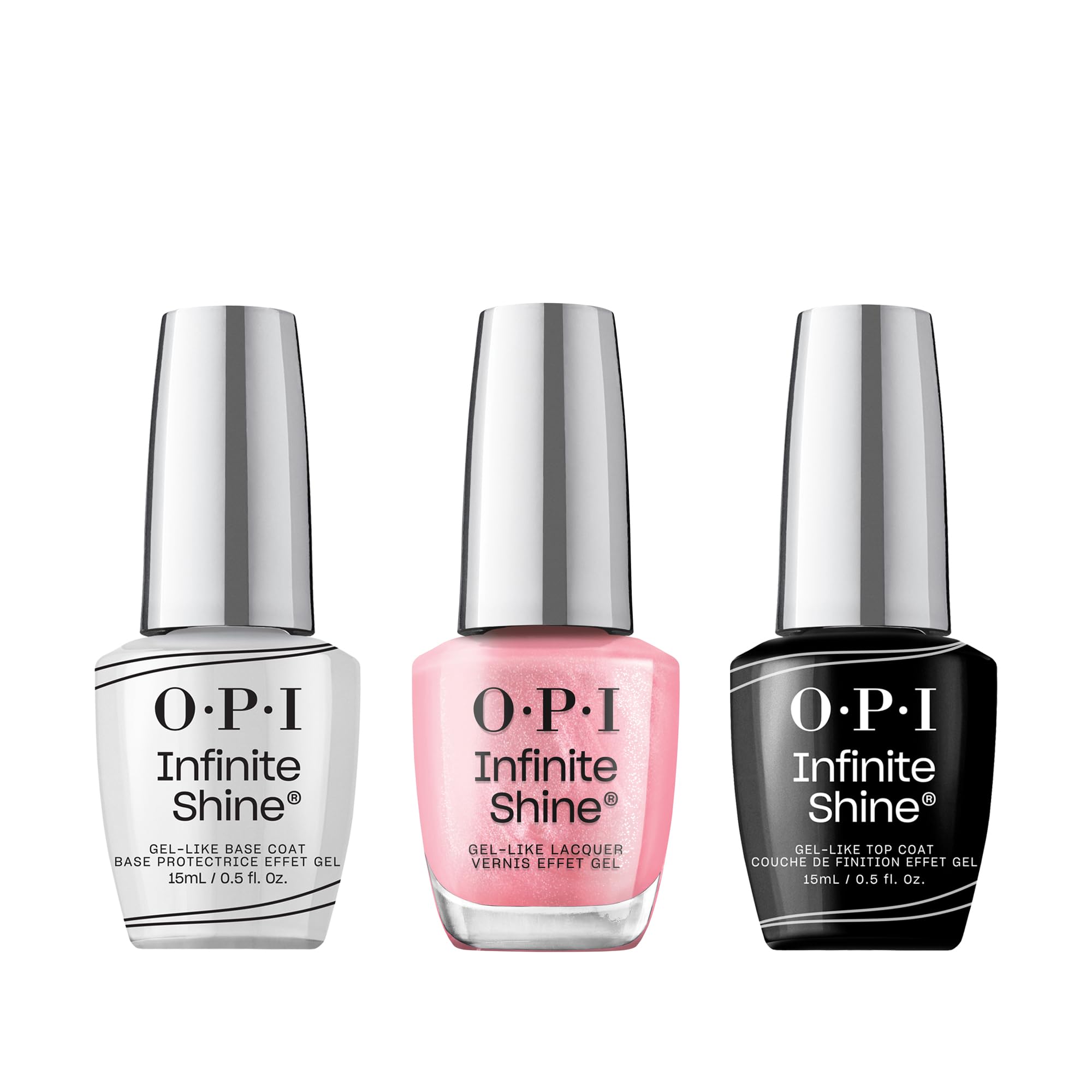 OPI Infinite Shine Set (3 x 15 ml): Base Coat + Princesses Rule! + Gel-ähnlicher Top Coat – mit vorgehärteter Gel-Technologie & OPI extra breitem Pro-Wide Pinsel