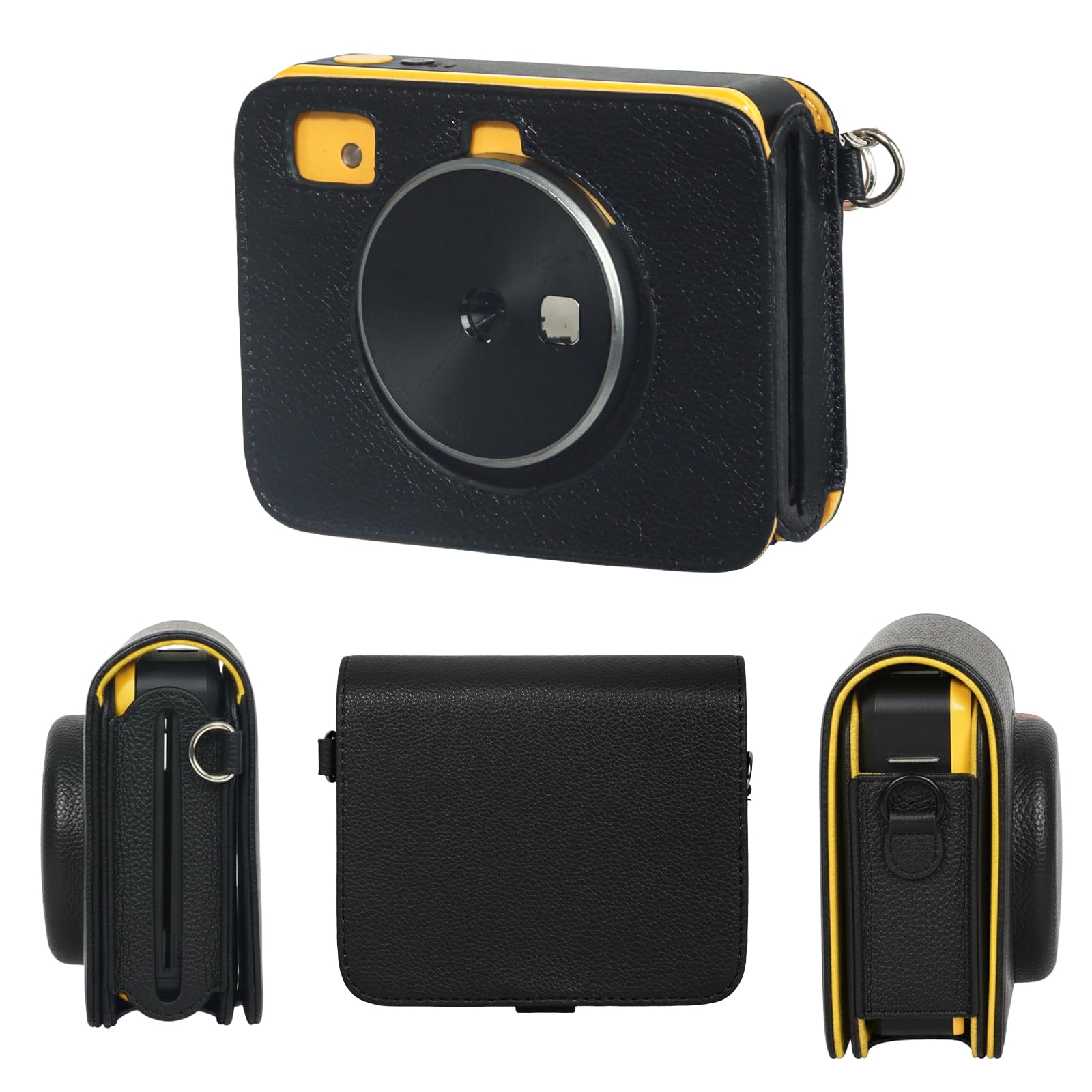 Kameratasche kompatibel mit Kodak C300R Mini Shot 3 Retro 2-in-1 neuere Kamera, passgenaue PU-Ledertasche mit verstellbarem Schultergurt, kompakte Trageaufbewahrung, Schwarz , 4×3×2 inch