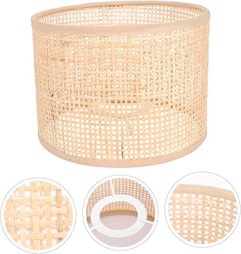 Miniatura 5 de SECFOU Pantalla de ratán para decoración de cestas de lámpara para lámparas de mesa, bombillas rojas, cubierta de lámpara de pie para interiores,
