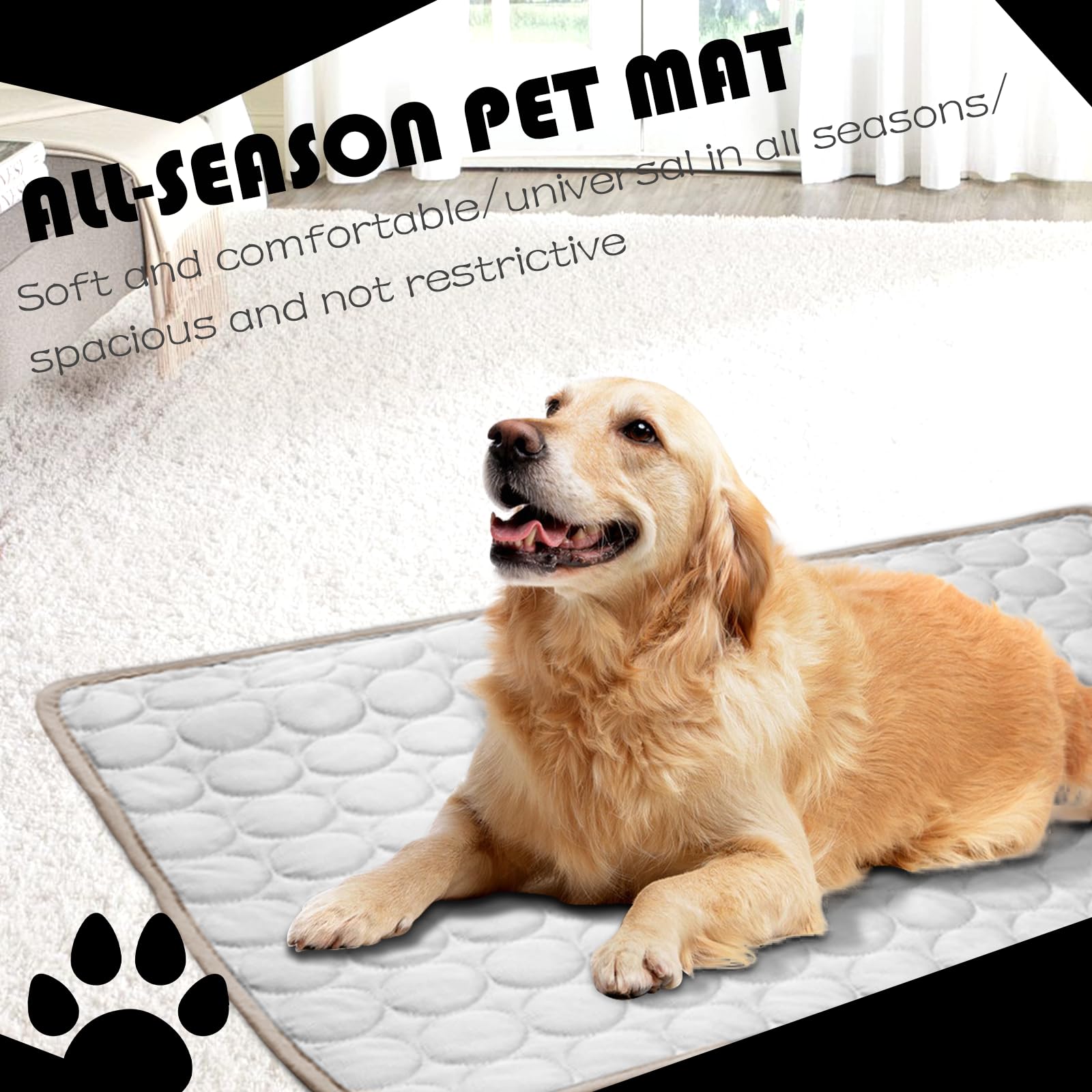 Tappetino Refrigerante Cane 69x50CM, Tappetino Rinfrescante per Cani Antigraffio, Resistente, Atossico, Pieghevole, Tappetino Rinfrescante Lavabile, Facile Pulizia per Interni, Esterni,Auto,(L/Grigio)