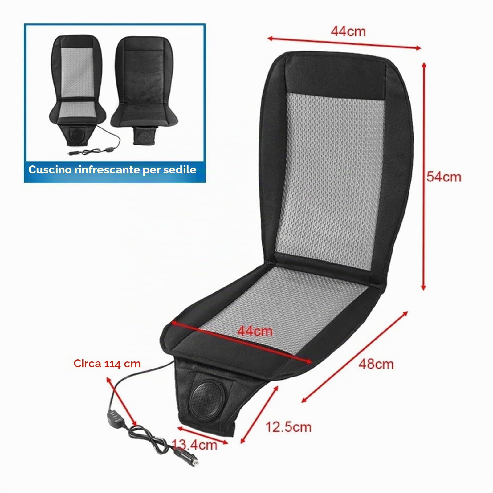 Copri Sedili Auto Cuscino Per Sedile Auto Estivo 3D Con 8 Ventole A Ventilazione Rapida Cuscinetto Refrigerato Set Coprisedili(1pc black 12V)