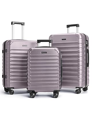 LIGHT FLIGHT Luggage Sets, 3 Piece Durable Suitcase Set with Spinner Wheels, 3 Pcs Hardside Lightweight luggage with TSA Lock, Large Checked Travel Suitcases, 20/24/28 Inch,Mint Green