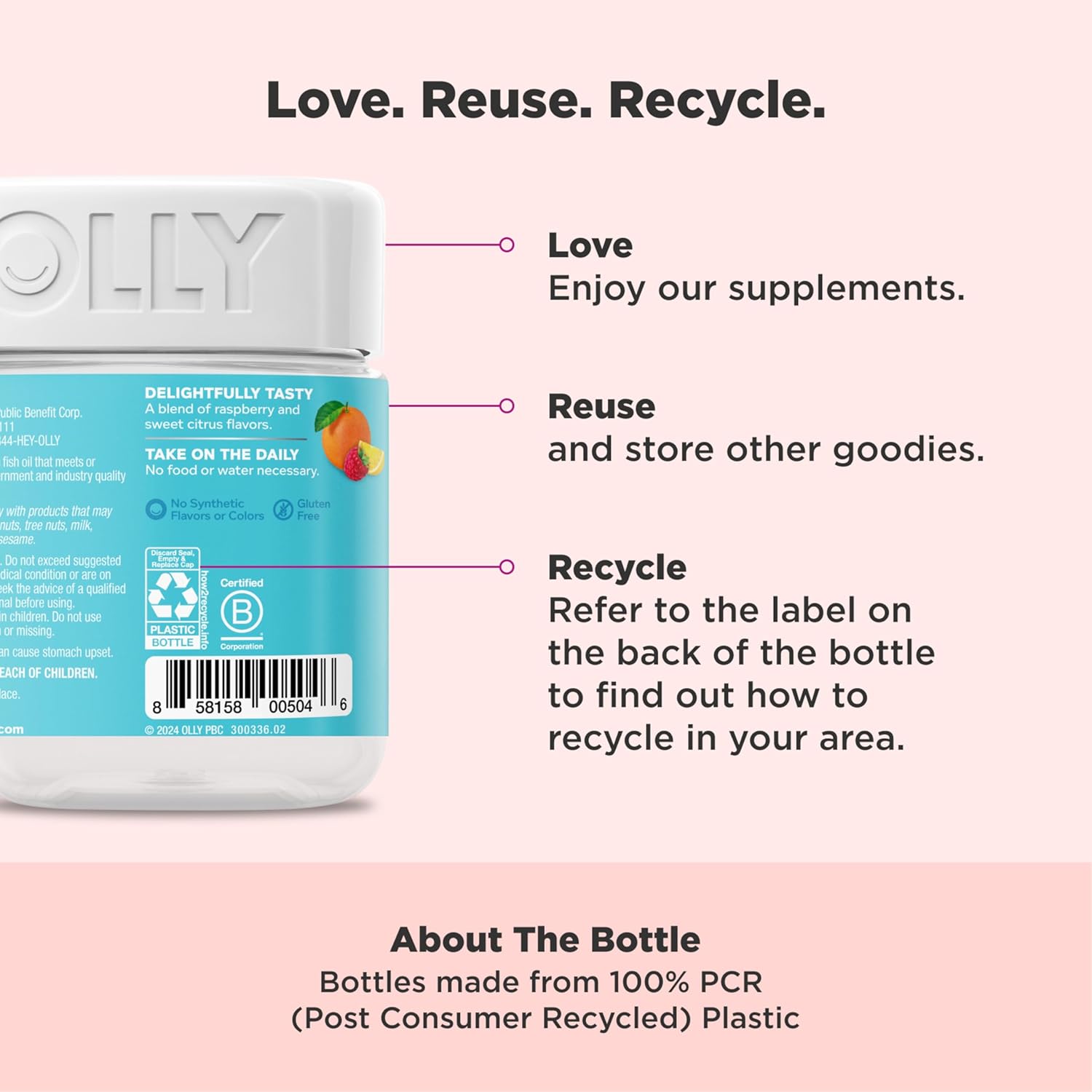 OLLY Prenatal Multivitamin Gummy, Supports Healthy Growth and Brain Development, Folic Acid, Vitamin D, Omega 3 DHA, Chewable Supplement, Citrus Berry Flavor, 30 Day Supply - 60 Count - Image 5