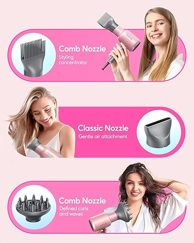 Miniatura 5 de Wavytalk Juego de rizador 5 en 1 con cepillo rizador y 4 rizadores de cerámica intercambiables (0.35 a 1.25 pulgadas) y secador de pelo iónico