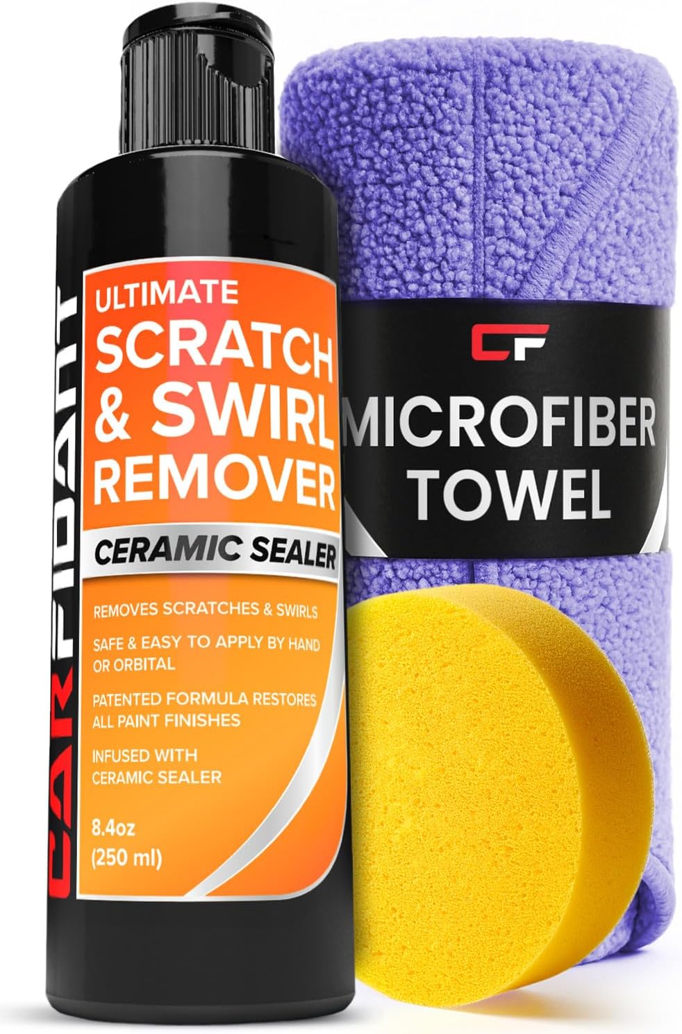Carfidant Scratch and Swirl Remover - Car Scratch Remover for Vehicles Paint - Polishing Compound for Cars with Pad and Towel - Cutting and Buffing Compound for Paint Restorer
