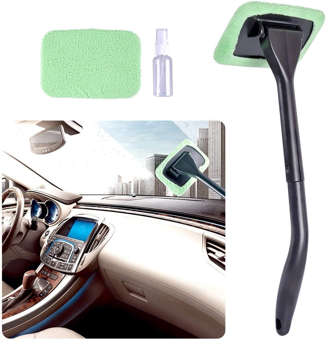 AutoEC Windscreen Cleaner Tool, Windshield Cleaner Wiper, Come with 2 Pads Washer Towel and 30ml Spray Bottle, for Cars Interior Exterior Windows, Use Wet or Dry