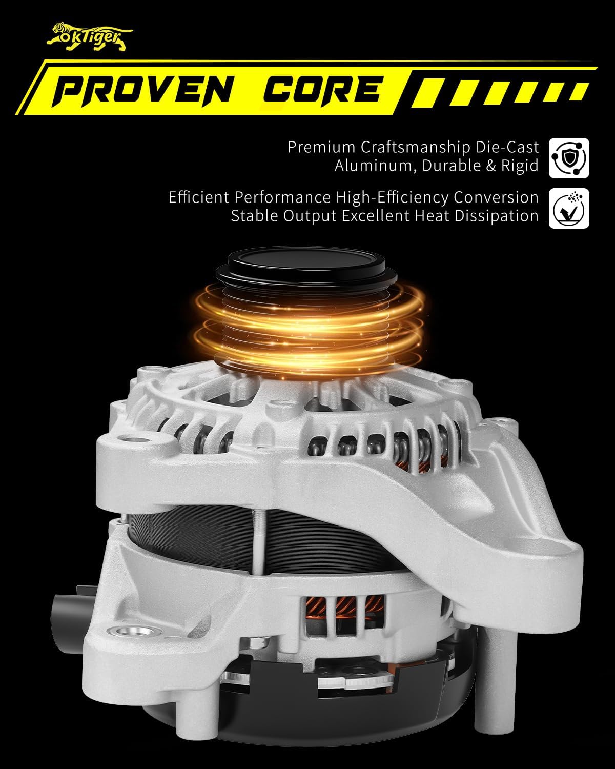 Oktiger Upgraded Alternator for Honda CRV CR-V Ex Lx Se Touring Ex-l 2015 2016 2017 2018 2019 2.4L, for Acura Ilx 2016-2022 Tlx 2015-2020, 2.4L L4 12V 135A Clockwise 7-Groove Pulley, OE 31100-5X6-J01