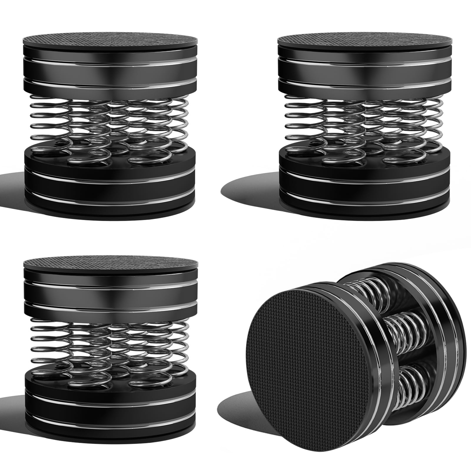 4 Stück 44mmx38mm Aluminium-Lautsprecher-Federfüße, Isolationsfüße mit rutschfesten Gummipuffern zur Dämpfung von Vibrationsgeräuschen, für Lautsprecher, Subwoofer, Verstärker, Plattenspieler