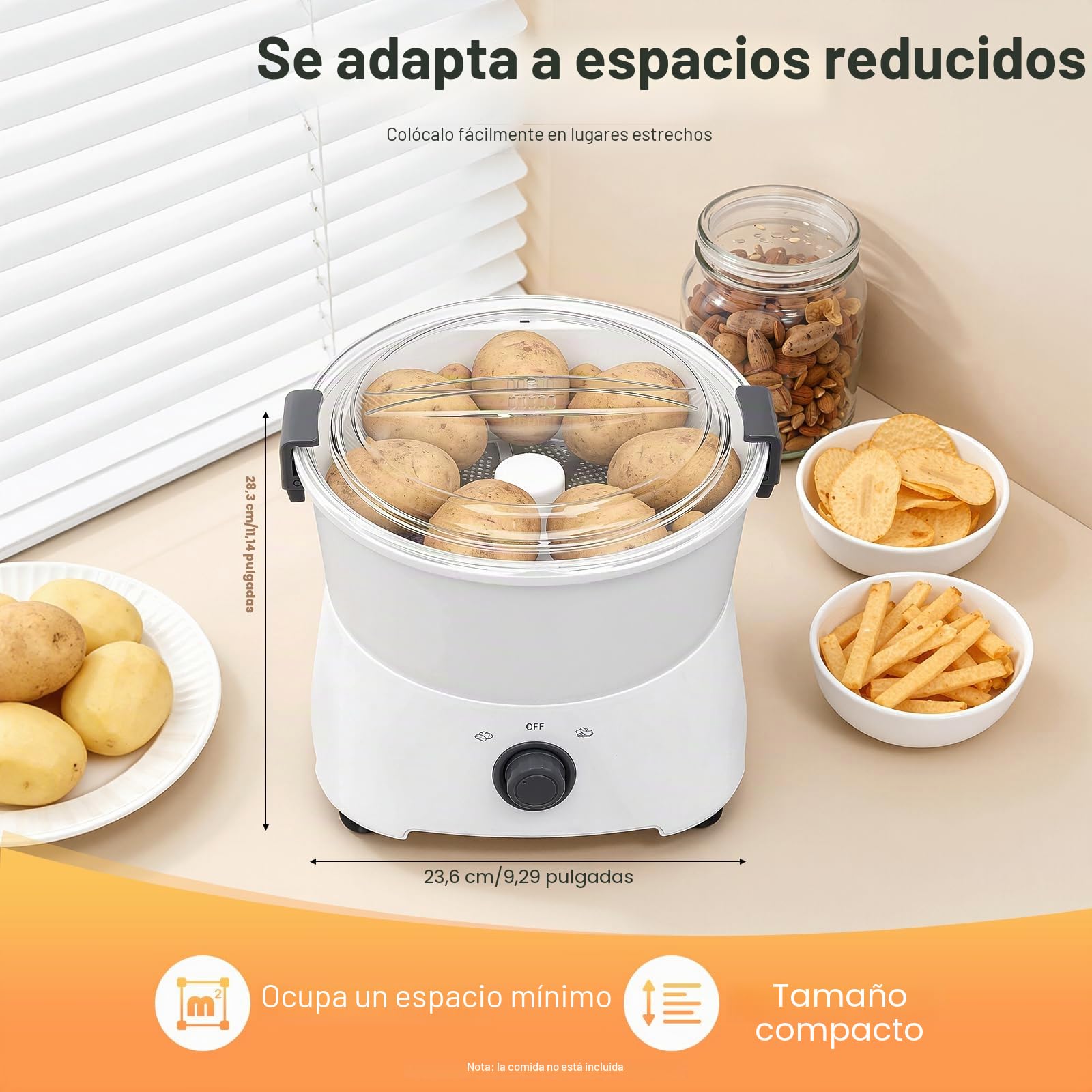 Pelador eléctrico de patatas con soporte de mesa, 85 W, pelador de verduras profesional para patatas, manzanas y zanahorias, hoja peladora de acero inoxidable y bandeja de recogida, fácil de limpiar