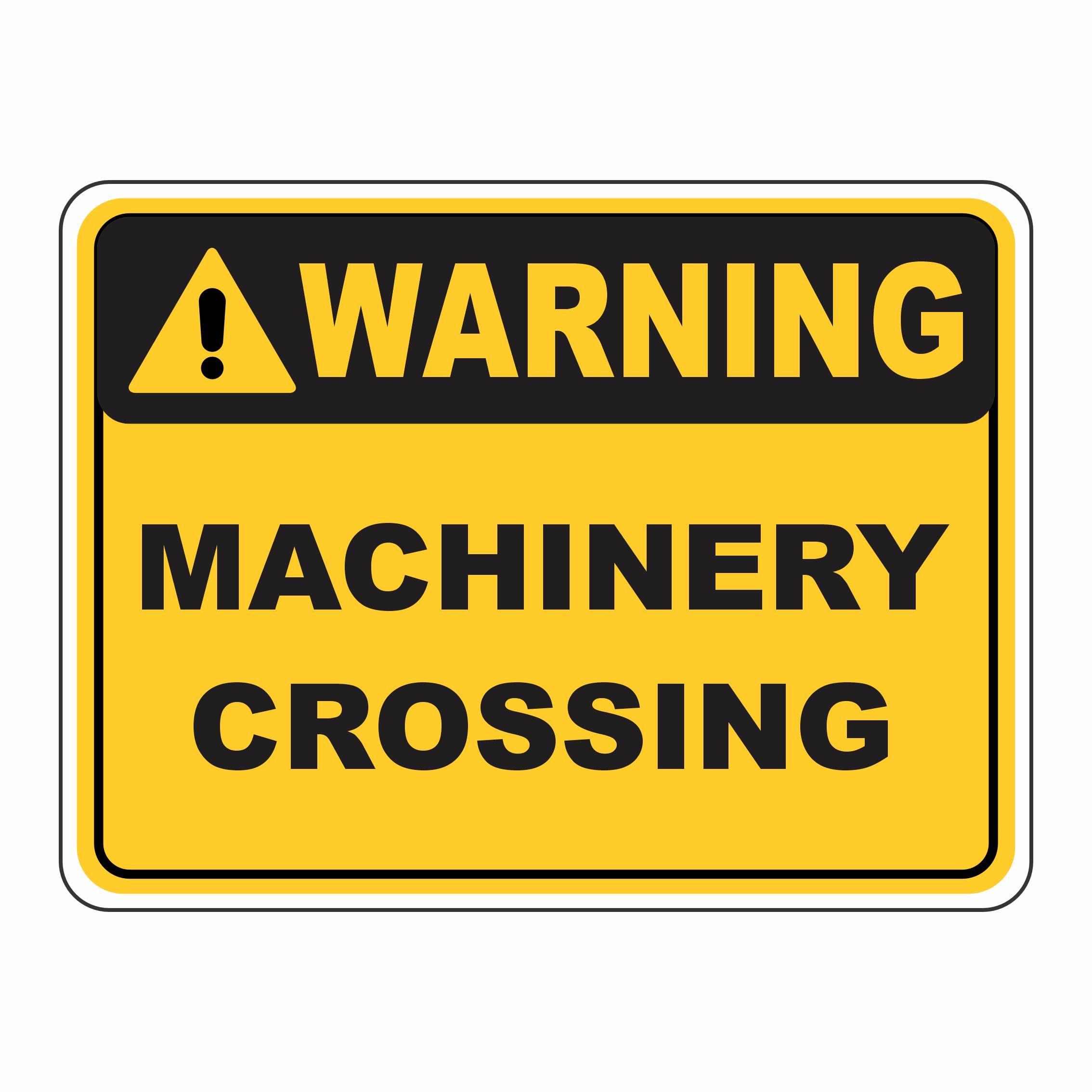 Machinery Crossing Warning Signs Metal Tin Sign 8 x 12 inch for Industrial & Commercial