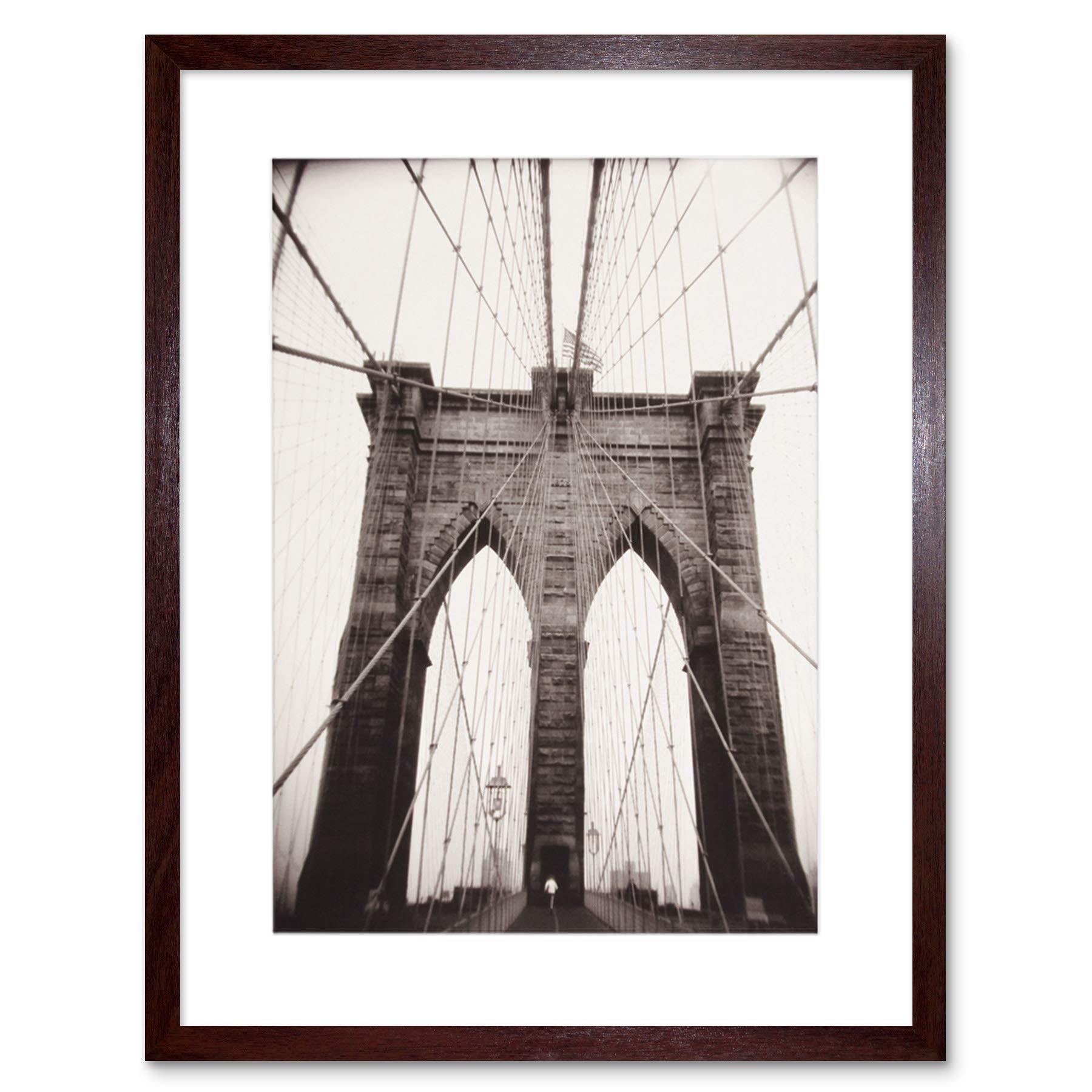 Wee Blue Coo Black White Ray Henders Brooklyn Bridge Framed Wall Art Print
