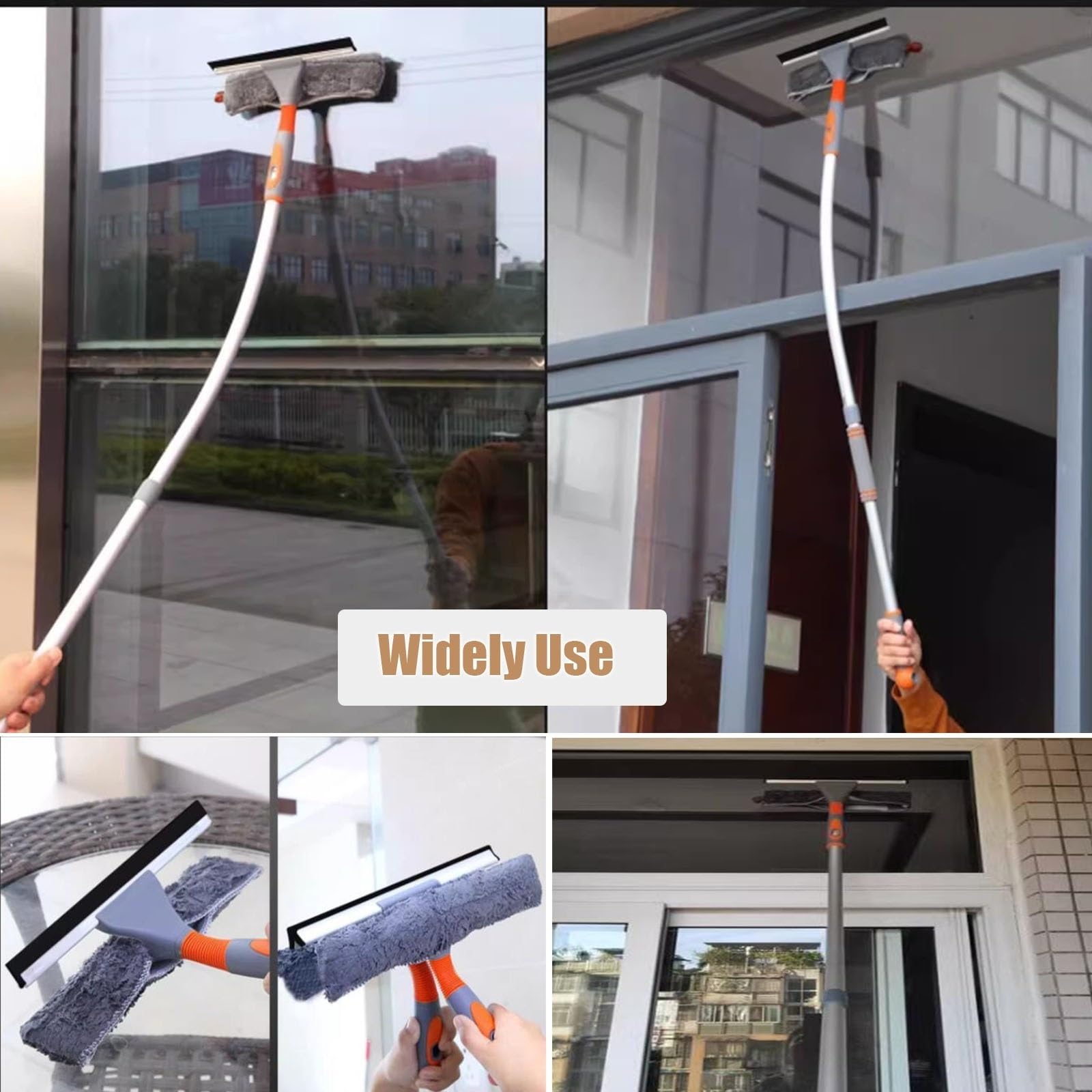 Limpiacristales Limpiador de Ventanas Escobilla de goma de la ventana Herramienta de limpieza, 5.4 7.1 8.7 10.3 16.7 21.5 pies de largo de aluminio Bendable Ventana Equipo de lavado, para vidrio, duch