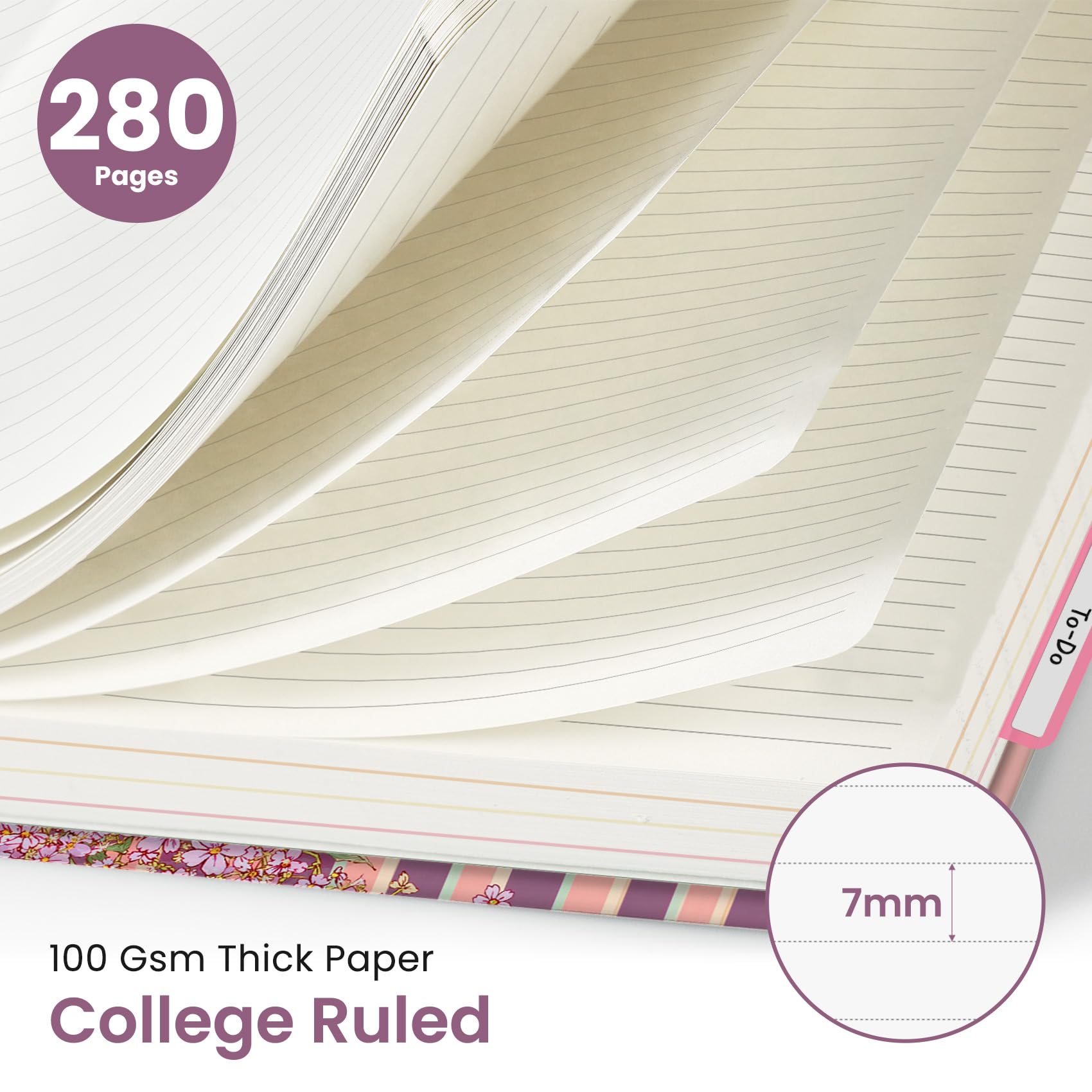 Cherry Reverie - Taccuino grande a spirale per lavoro con divisori e linguette, 21,6 x 27,9 cm, copertina rigida, 5 soggetti, a righe universitarie, 280 pagine