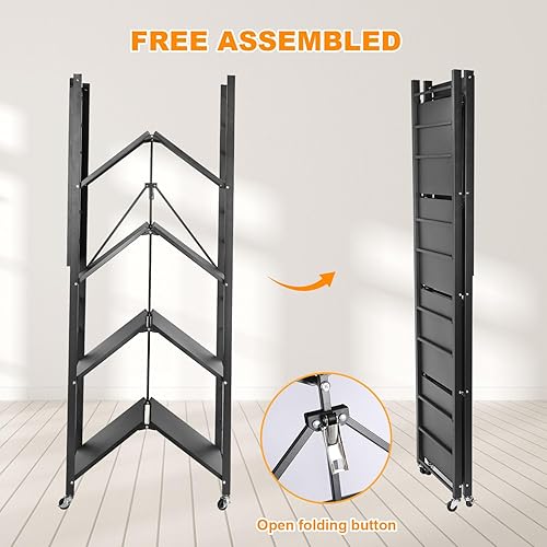 Miniatura 6 de Timati Estante de almacenamiento de metal de 5 niveles con ruedas, estantería de garaje estrecha ajustable y resistente, 27.6 pulgadas de ancho x