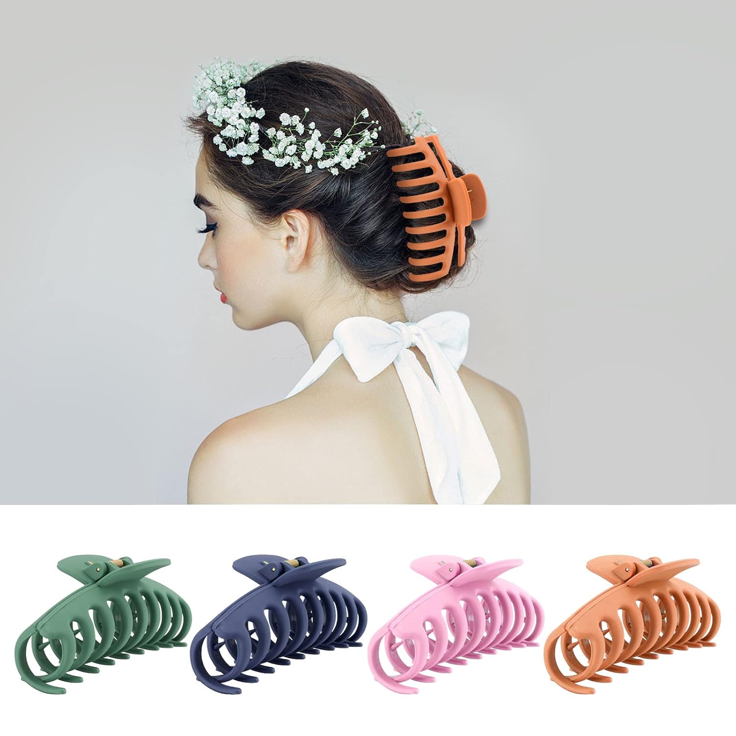 12 PCS Big Hair Claw Clips , Trendcy Colors,Matte Non-slip Material ,Strong Hold Hair For Women And Girls,Suitable For Thin Or Thick Hair,Fashion Hair Accessories,4.3 inch (4.3 inch) : Beauty & Personal Care