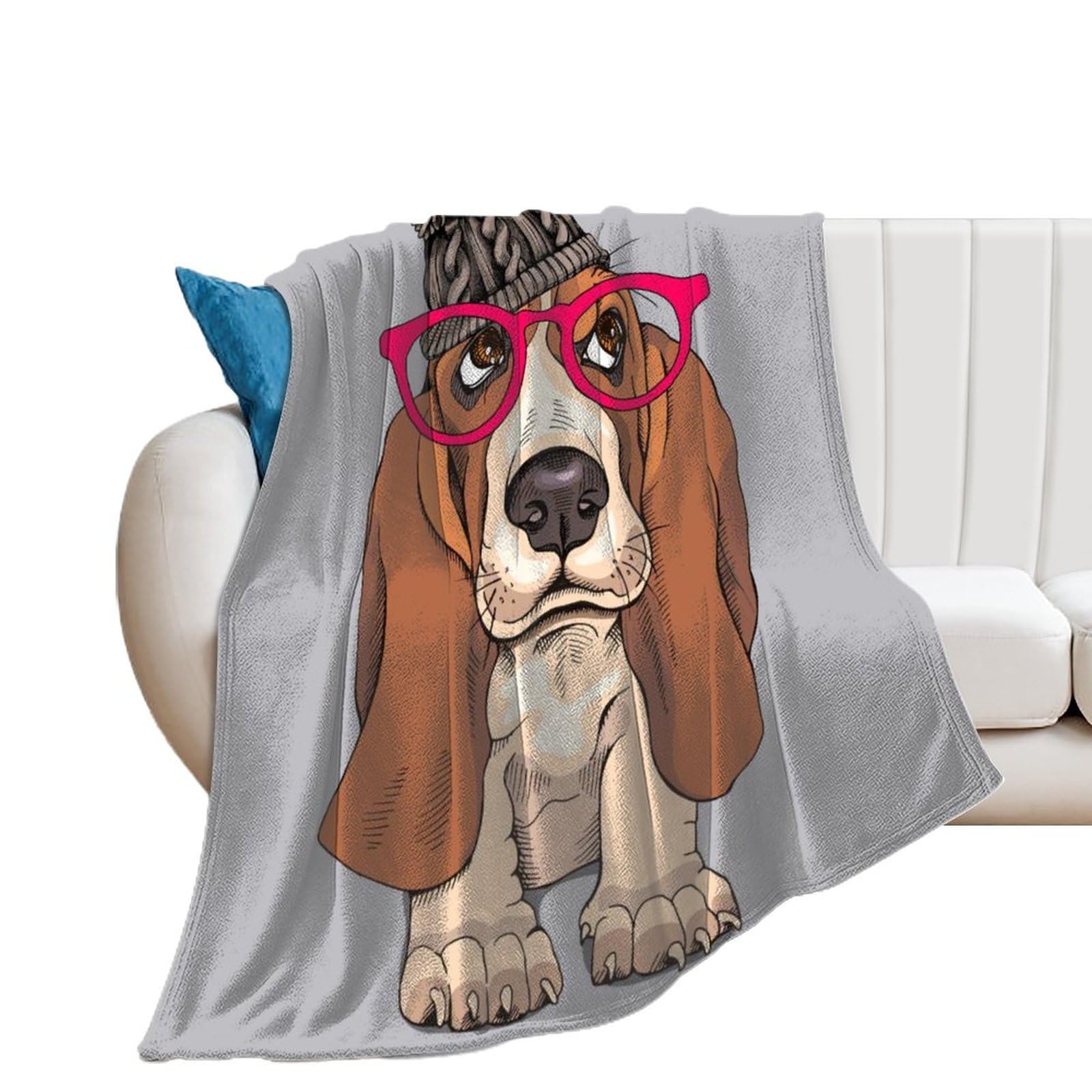 Couverture polaire chien mignon protège-canapé flanelle douce jeté de lit 100x130cm