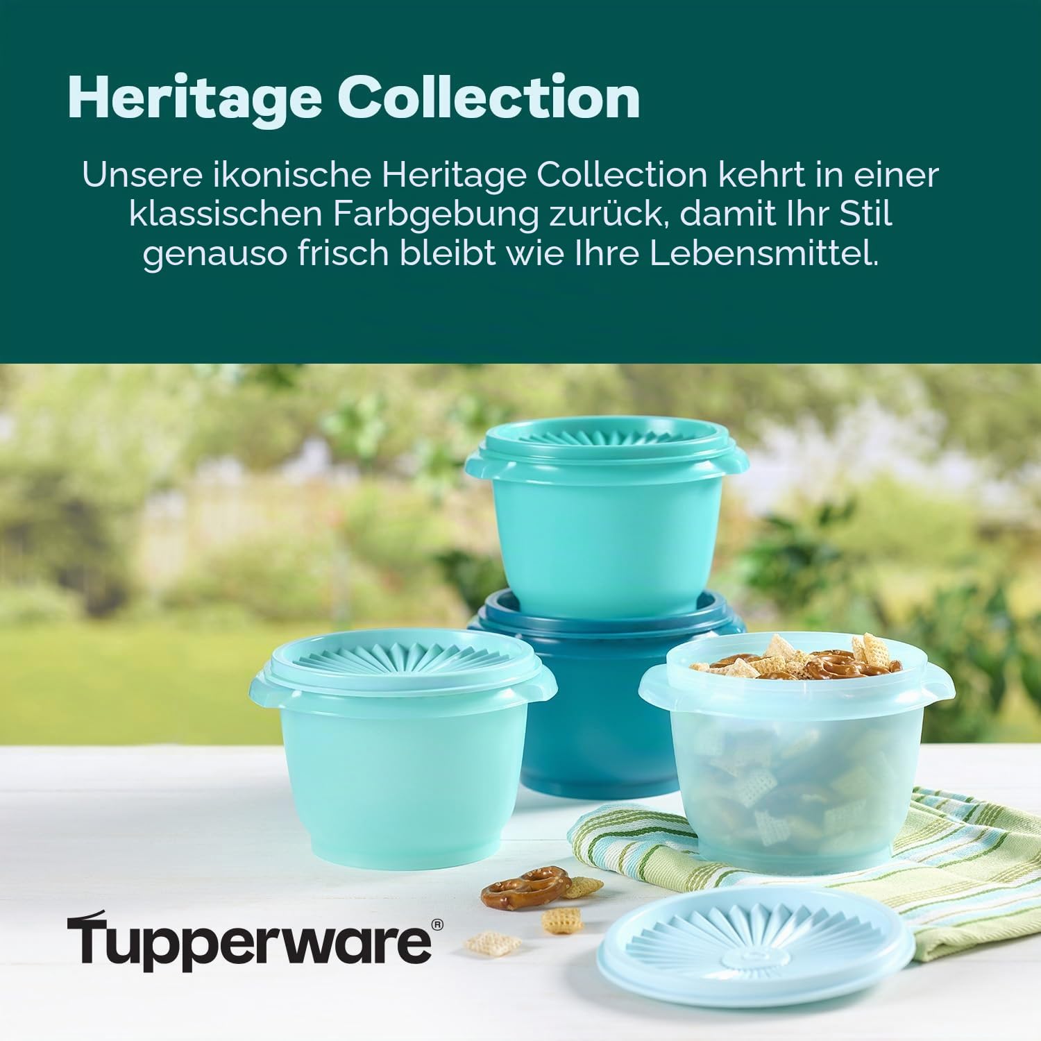 Tupperware Heritage Collection Frischhaltedosen-Set, 16-teilig, Vintage-Grün, spülmaschinenfest und BPA-frei (8 Behälter, 8 Deckel)