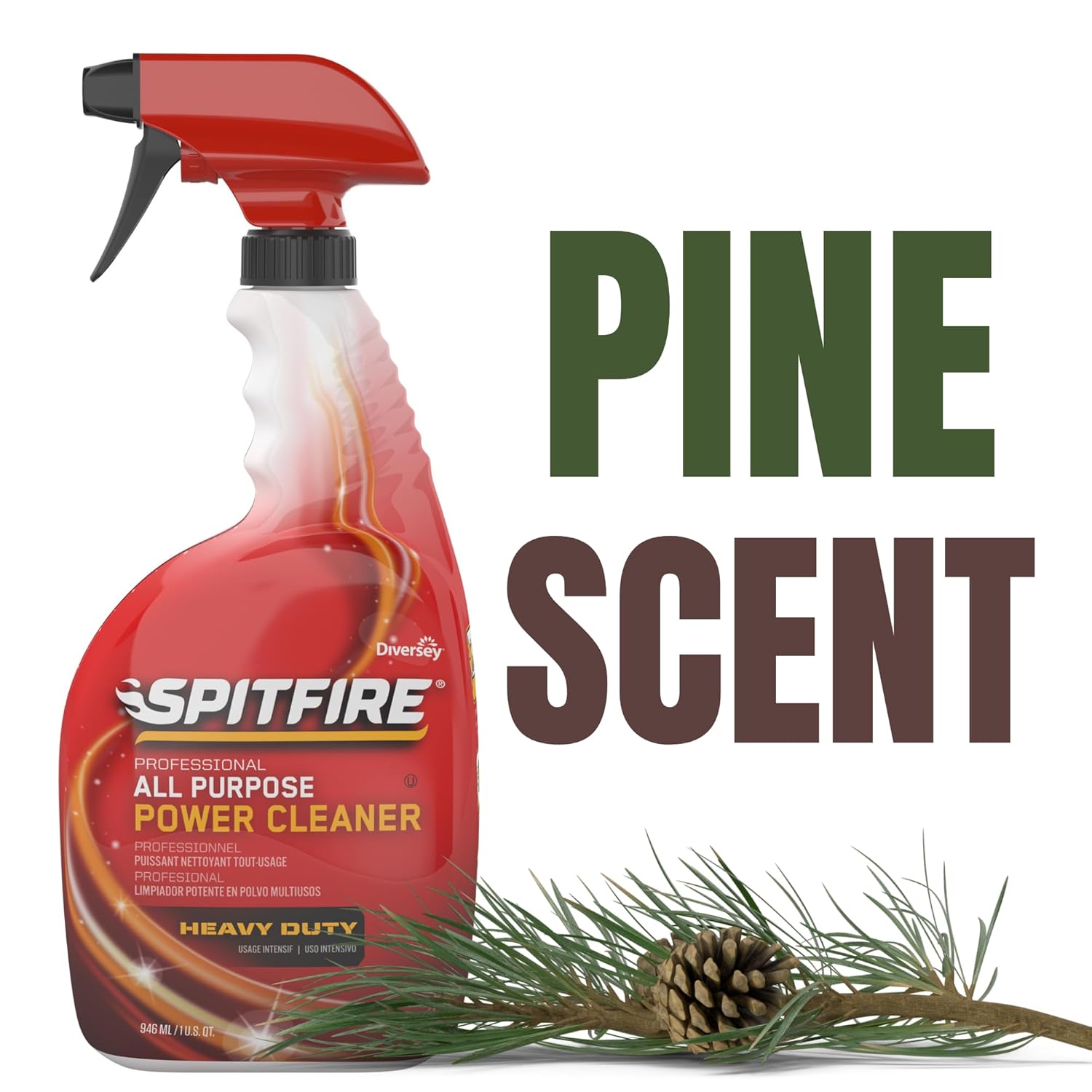 Spitfire CBD540038 Professional All Purpose Power Cleaner, Heavy Duty Degreaser Removes Resin, Paint, Oil, Ink, Gum, Pine Scent, Ready-to-Use Capped Spray, 32-Ounce (Pack of 4)