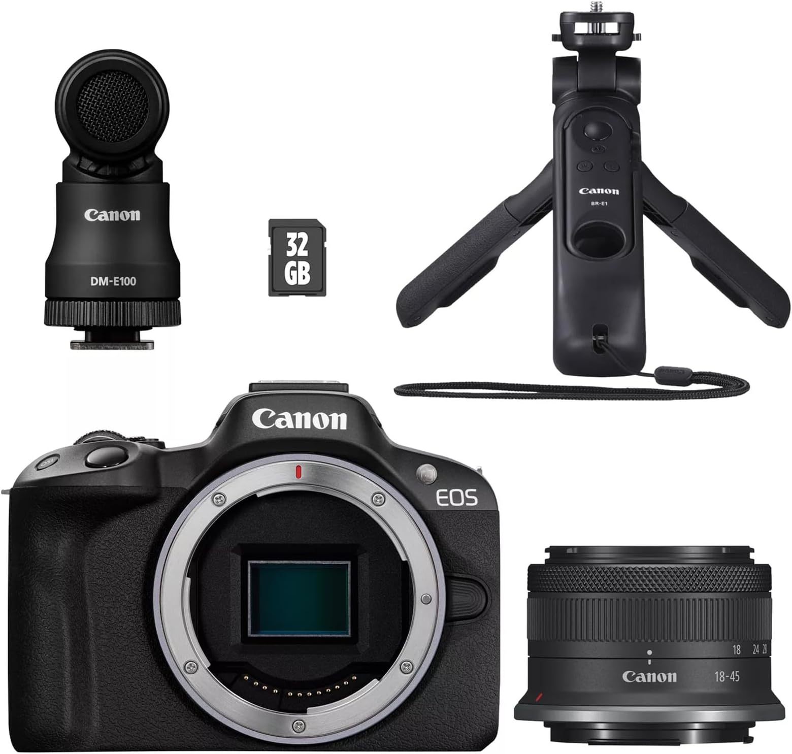 Canon EOS R50 Mirrorless Camera Content Creator Kit - APS-C, 4K Camera, WiFi, Bluetooth, Compact, Vlogging Camera for Beginners and Professionals
