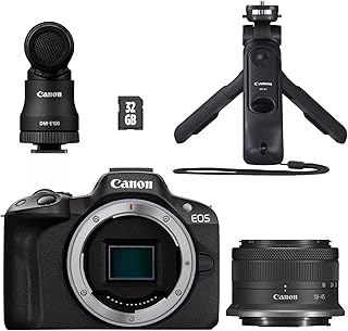 Canon EOS R50 Spiegellose Kamera Content Creator Kit – APS-C, 4K, WLAN, Bluetooth, kompakte Vlogging-Kamera für Einsteiger…