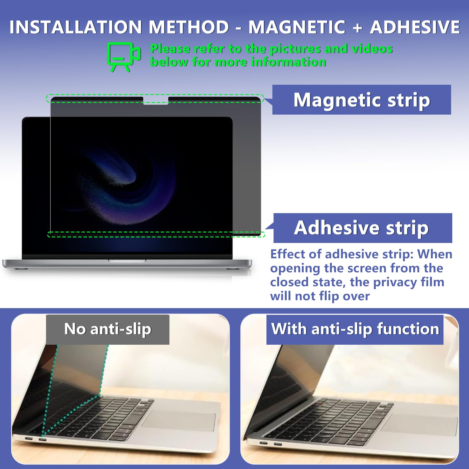 Filtro Privacy Premium per MacBook Air 13.6 Pollici M5/M4/M3/M2 (2022-2026),Filtro Privacy Premium & Filtro Anti Luce Blu,Magnetico Rimovibile Pellicola de Protezione per Filtro Monitor/Laptop