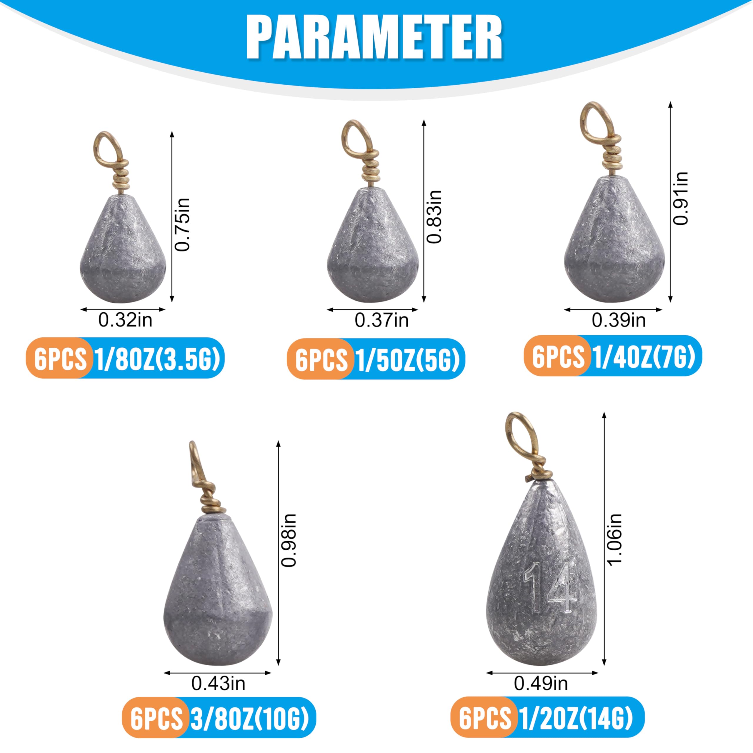 Fishing Weights Sinkers Kit 22pcs/Box 3.5-14g Assorted Bass Casting Lead Fishing Sinker Drop Shot Lead Weights Fishing Gear Kit For Bass Catfish Fishing Lures I.196214868