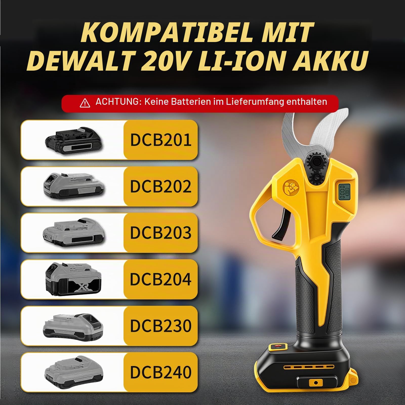 WingFly Akku Astschere, Elektrisch Gartenschere für Dewalt 18V,20v