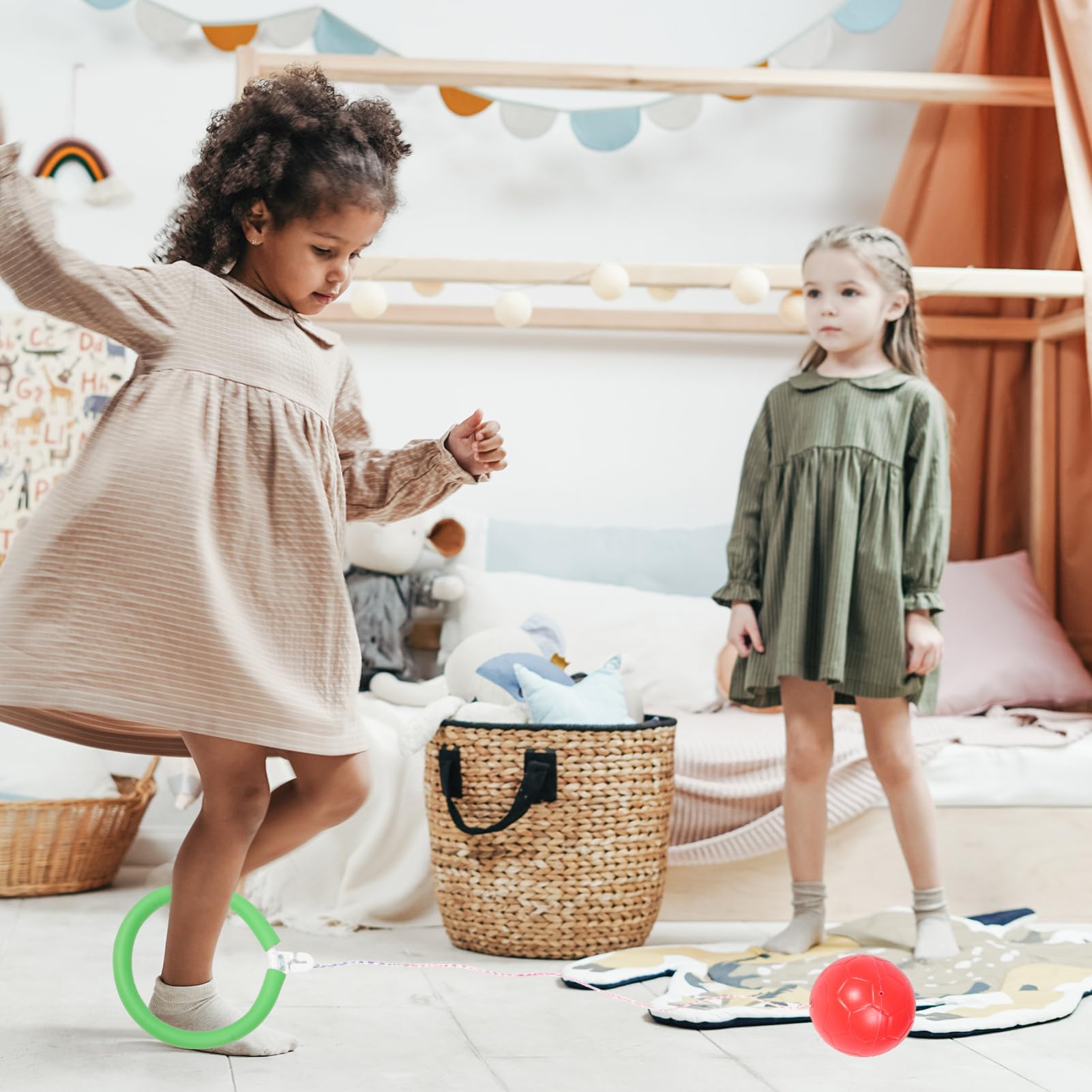 Toddmomy One-Legged Ball Toy Bouncy Balls for Boys and Girls Jumping Ring Boys and Girls Material Age 3 Random