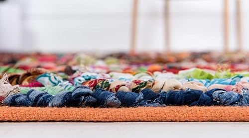 Miniatura 10 de Unique Loom Alfombra trenzada de la colección Chindi, multirayas (camino de mesa de 1 pies 2 pulgadas x 8 pies, multicolor y negro)