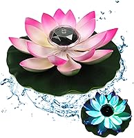 Vista 8 de Luces de estanque, luz solar de flor de loto para piscina, luz de loto flotante de 11.02 pulgadas, impermeable, luz solar para estanque con gancho