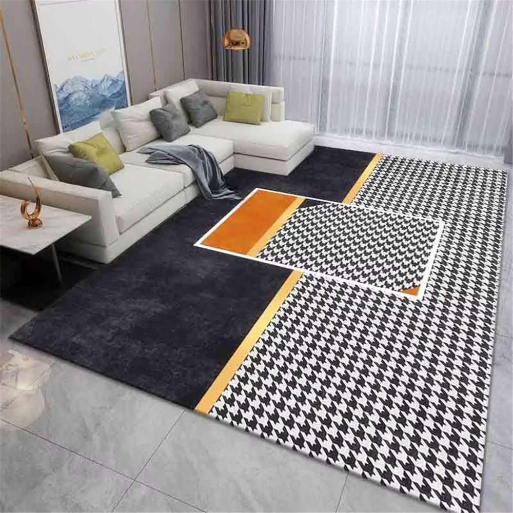Tapis de couloir 80x160cm rectangulaire à carreaux gris pour entrée et salon