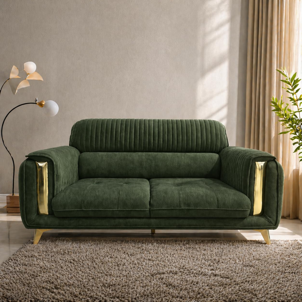 Casaliving Gelio 3 Seater Sofa Set for Living Room (Green Colour) Premium Fabric Sofa-image-27