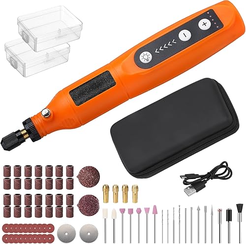 MTCode Herramienta rotativa inalámbrica, mini kit de herramientas rotativas con 73 piezas, accesorios de 5 velocidades y kit de herramientas de