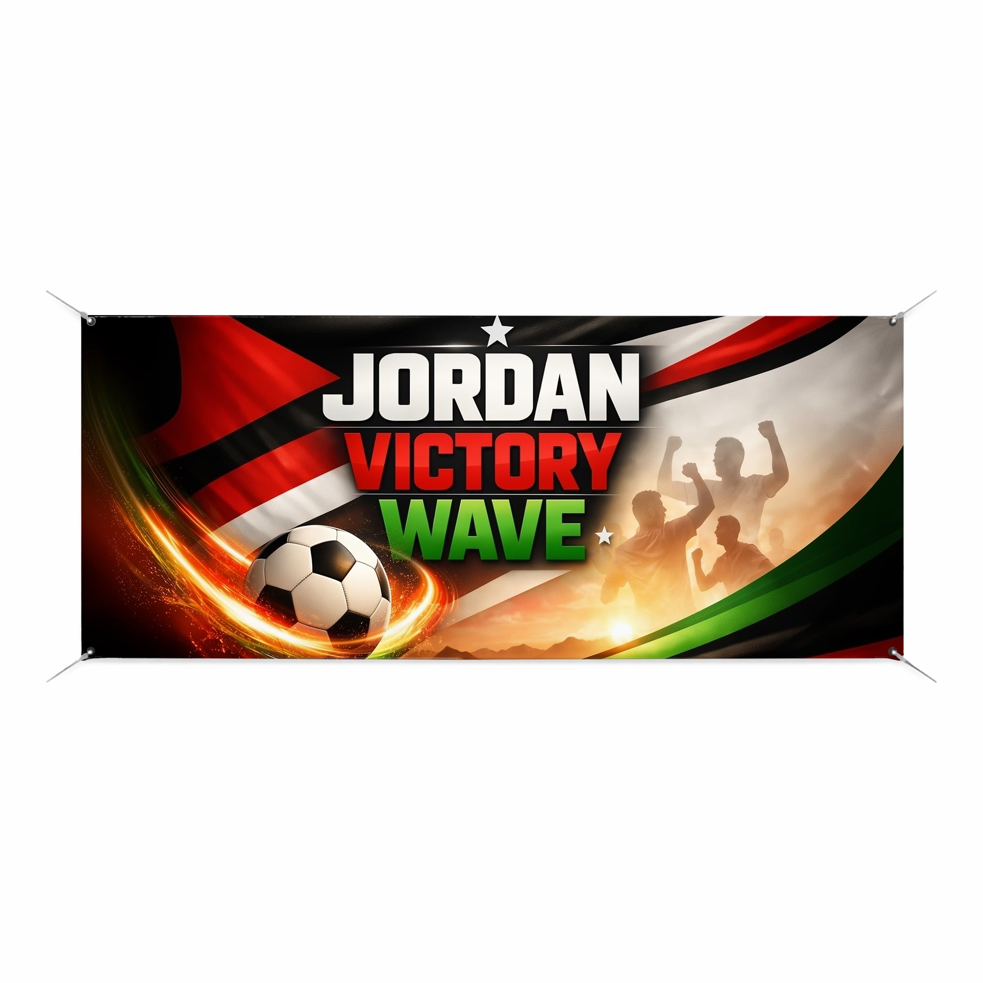 Jordan Victory Wave Soccer Banner 2026 Compatible with F1FA World Cup 2026 Decorations Large Outdoor Banner Football Party Backdrop Soccer Flag 8x3ft