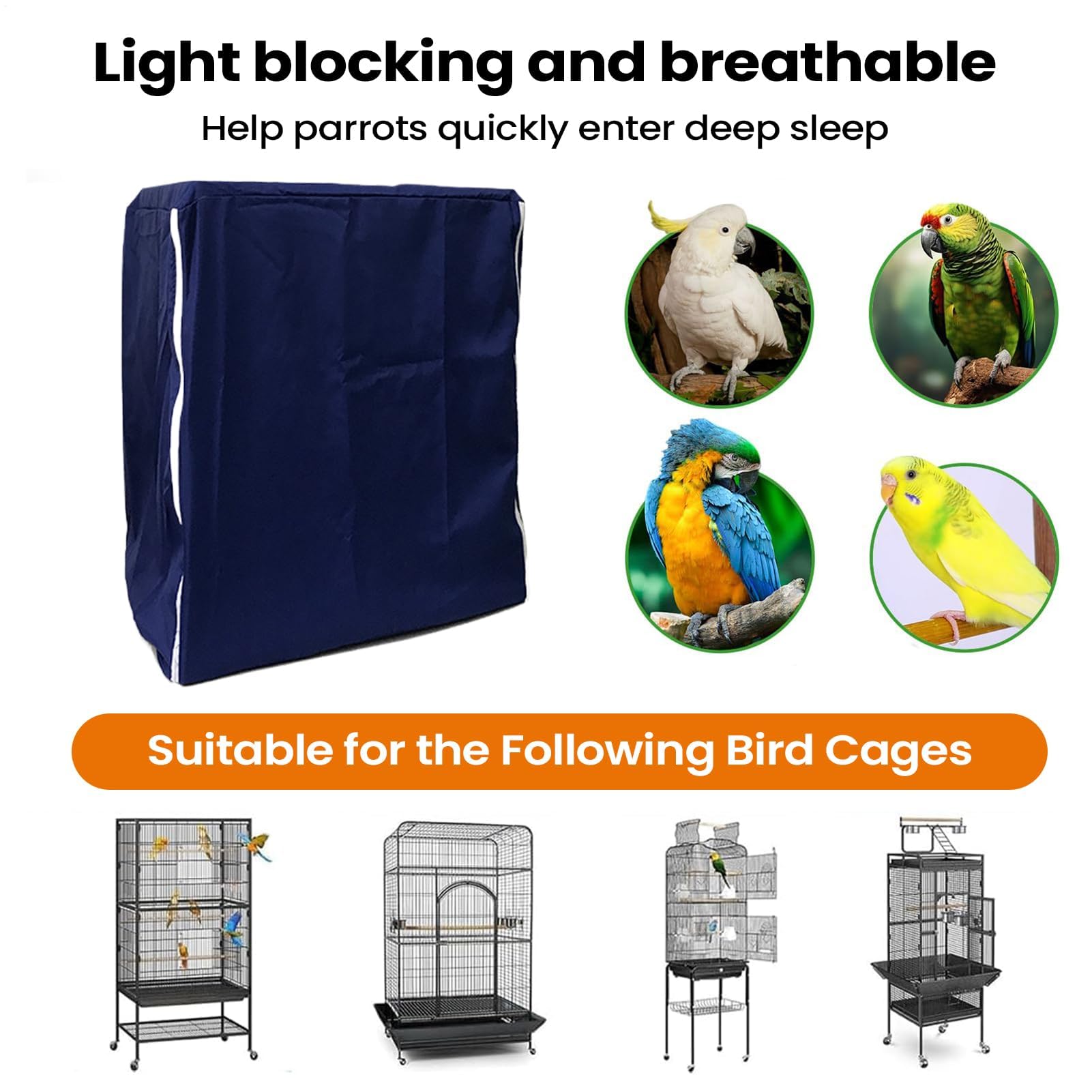 Funda para jaula de pájaros, bloqueo de luz, lavable, transpirable, protector de jaula para mascotas, para interiores, hogar, sala de estar, jugar, protección para dormir, transporte seguro