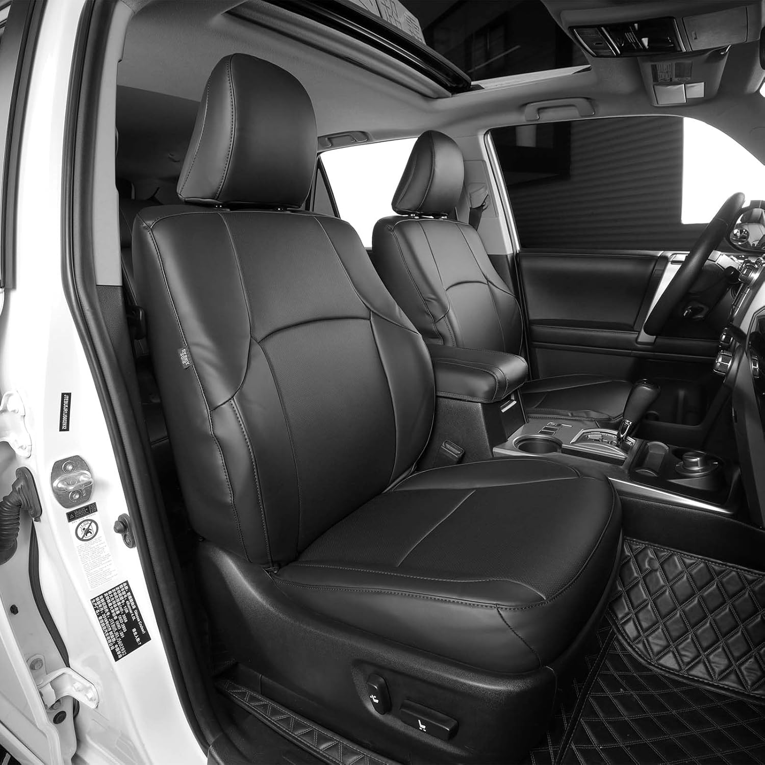 Custom Fit for Toyota 4Runner 2011-2024 2 Rows 5 Seats Models Seat Covers Full Coverage Faux Leather Waterproof and Airbag Compatible(Black)