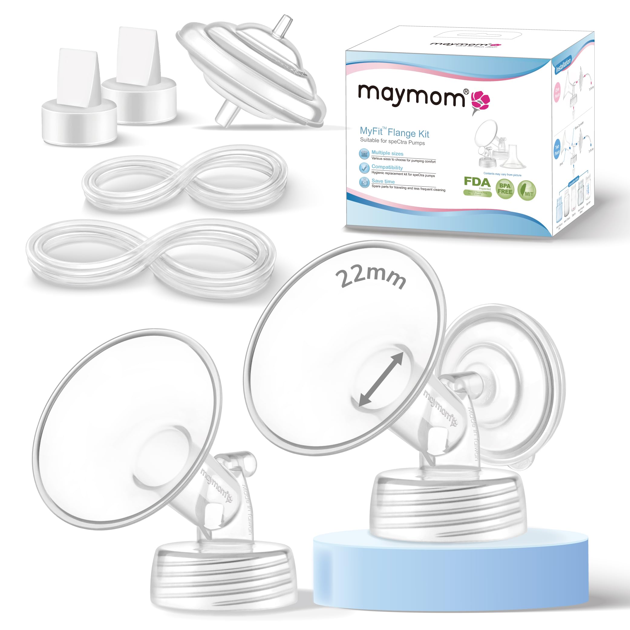 Części do laktatora Maymom Kompatybilny z Spectra S2, S1, 9 Plus, Lejek 22mm, Zawór, Rurka, Zawór zwrotny (ochrona przed przepływem zwrotnym), Nieoryginalne części zamienne