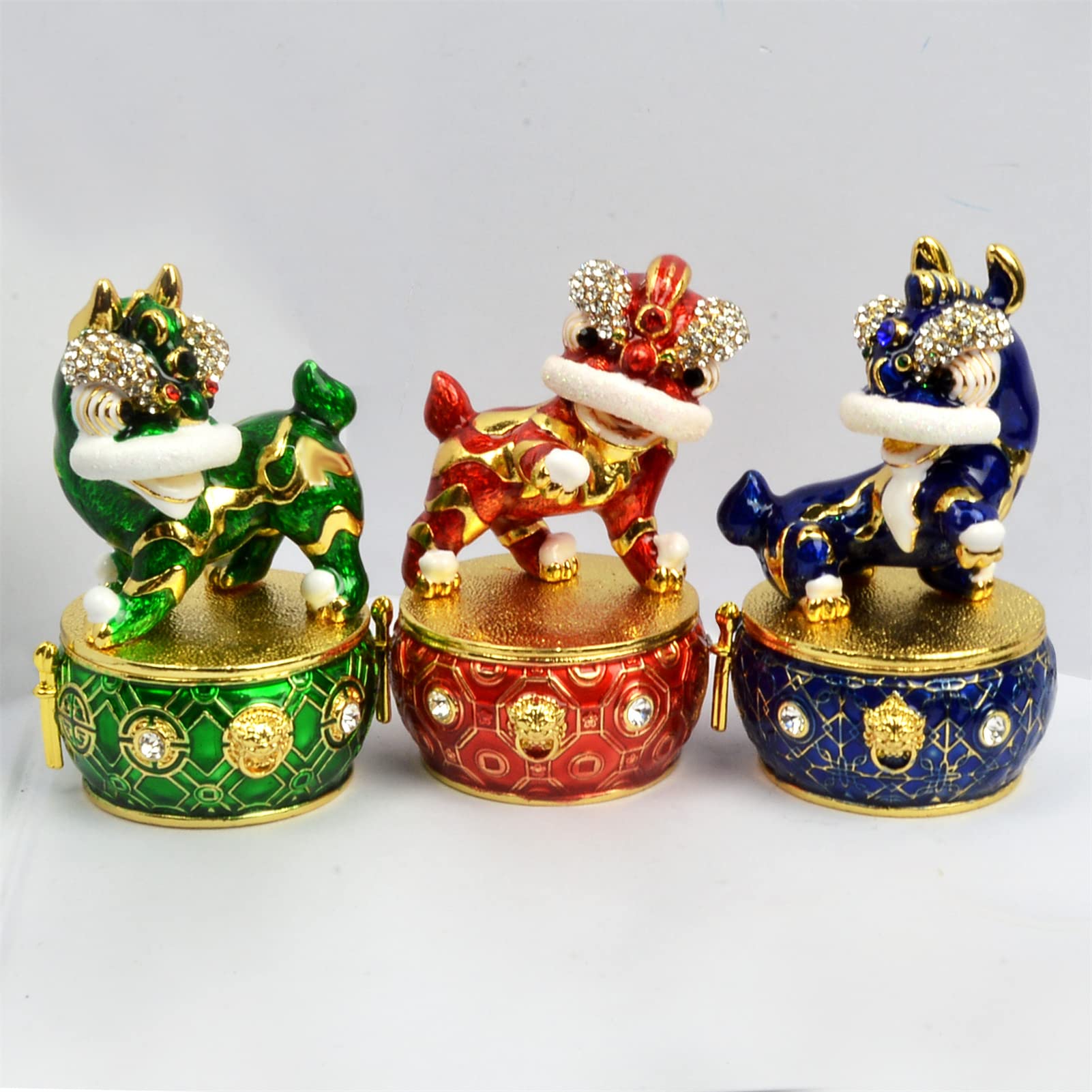 Feng Shui - Statua dell'amuleto a tre leoni sul tamburo, 3 pezzi