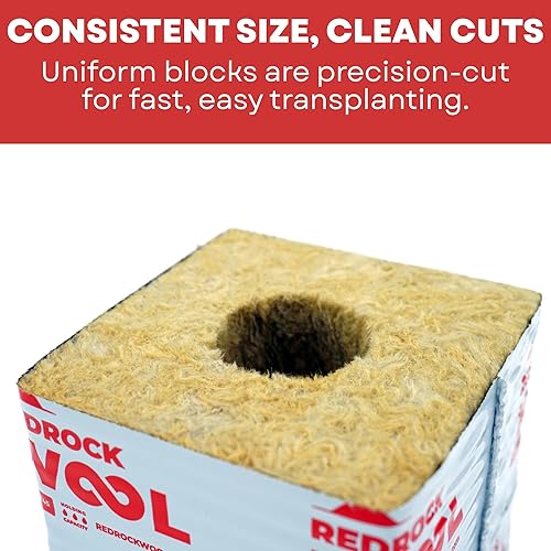 Miniatura 3 de Redrock Rockwool Cubes - Bloques de inicio de lana de piedra de 6 x 6 pulgadas con agujeros de 4240  Paquete de 4  para hidroponía y cultivo en