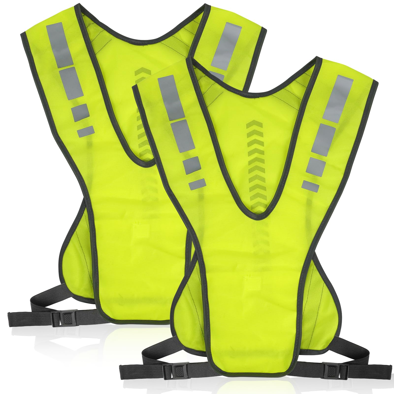 ZephyrCraft 2 Pack High-Visibility Reflective Vest – Breathable & Waterproof Polyester for Jogging Fishing Cycling – Adjustable Safety Vest for Women, Men, Adults
