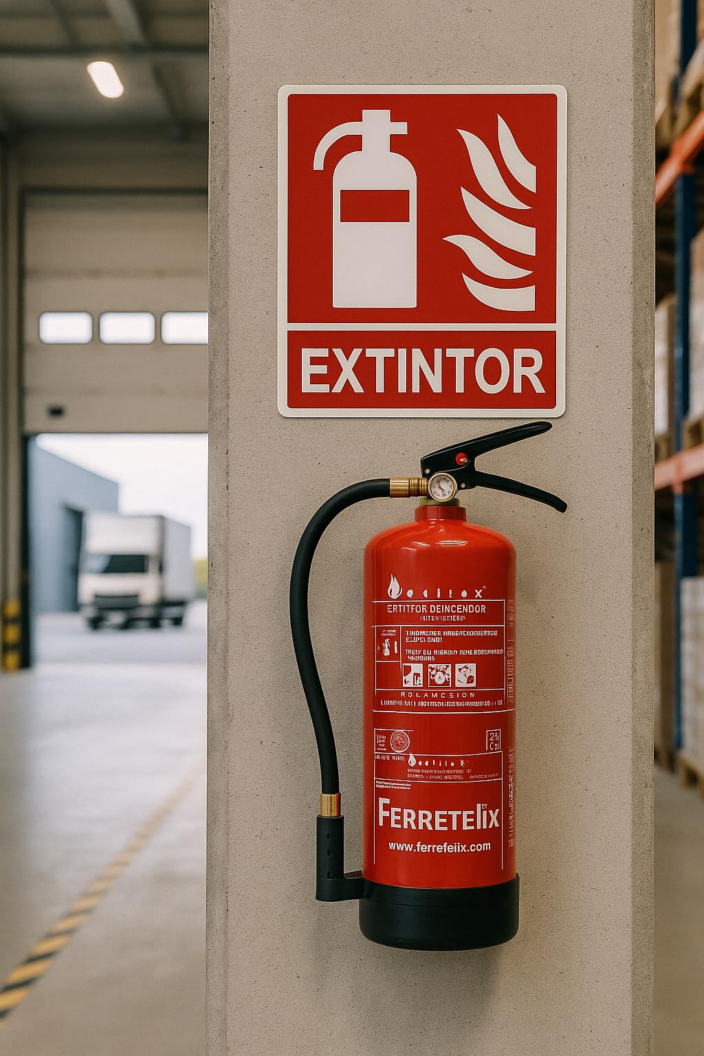 Ferretelix® Extincteur à poudre ABC 6 Kg avec support de fixation Norme CE Fecha de fabricacion 2026