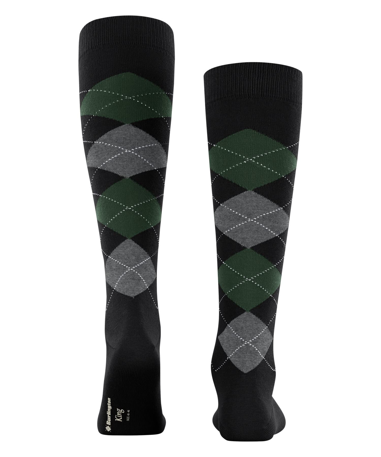 Burlington Mężczyźni Podkolanówki King M Kh Bawełna długie z wzorem 1 Para, Czarny Black 3004, 40-46