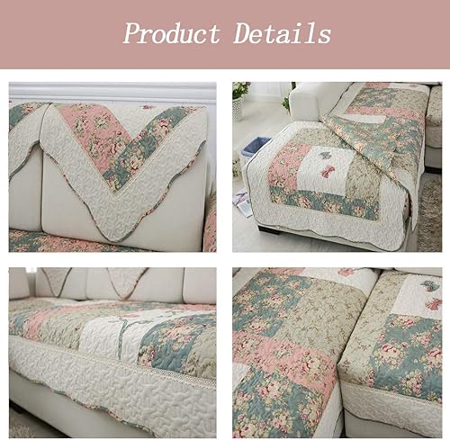 Miniatura 5 de vctops Funda de sofá de algodón, fundas gruesas acolchadas para sofá modular, funda de sofá bohemio con parches florales para perros, gatos y